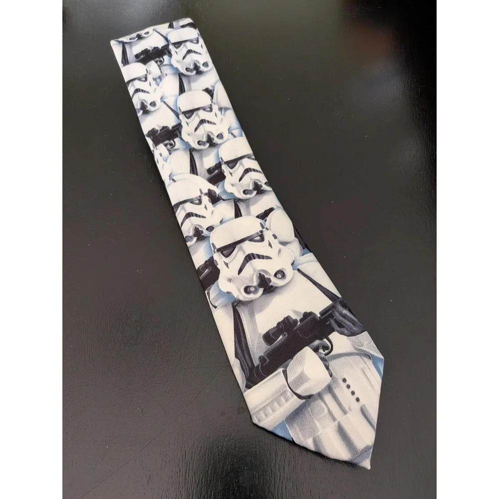 Star Wars Stormtrooper Necktie Mens White Blue Imperial‎ Soldier Graphic Tie
